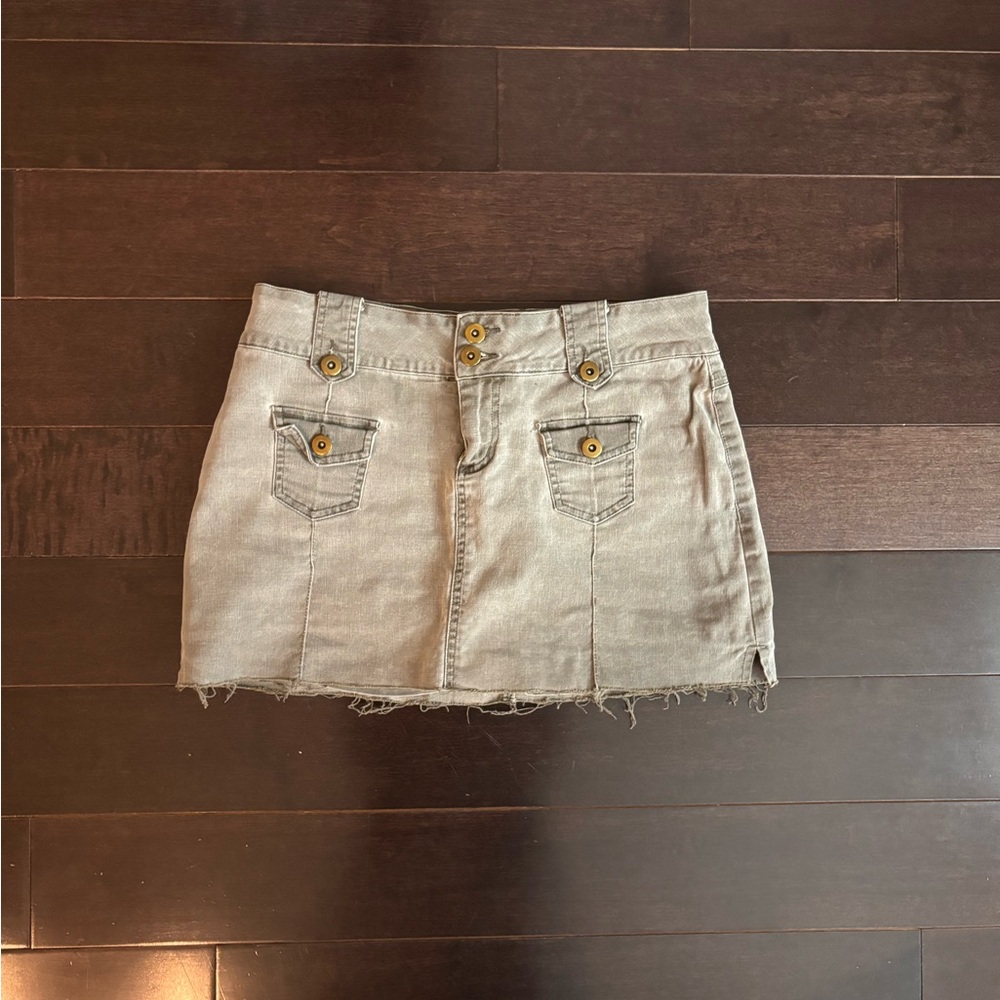 Grey Denim Mini-Skirt